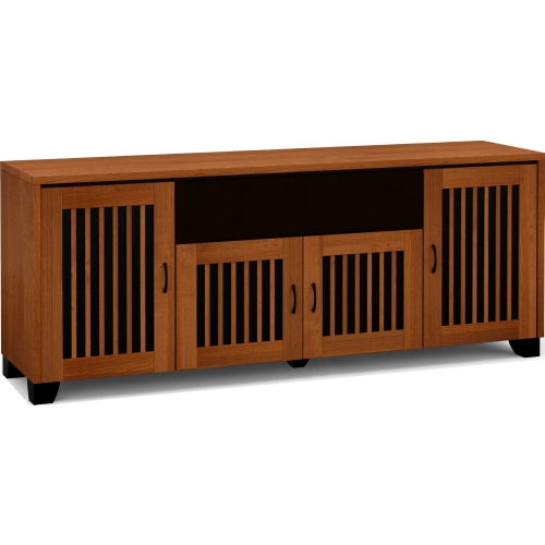 Sonoma 345 85" TV Stand AV Cabinet in American Cherry w/ Vertical Slat Doors